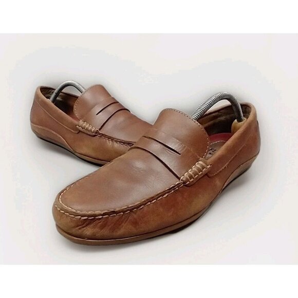 Florsheim Driver Mens Loafer Driving Moccasins Shoes Brown Leather Slip-On 9.5 - Picture 1 of 13